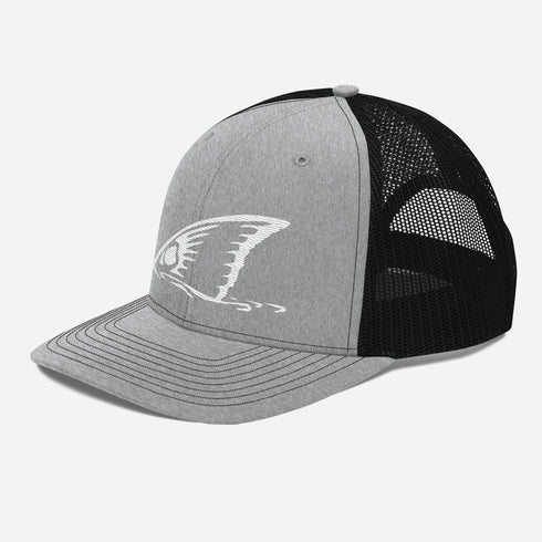 White Redfish Tail Embroidered Trucker Cap for Outdoor Style - Adjustable Comfort and Classic Fit